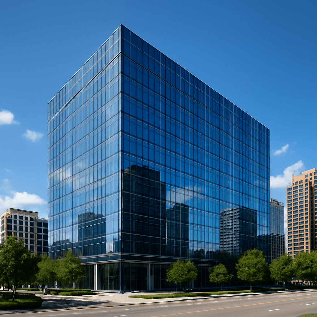 Modern corporate office building in a financial district
